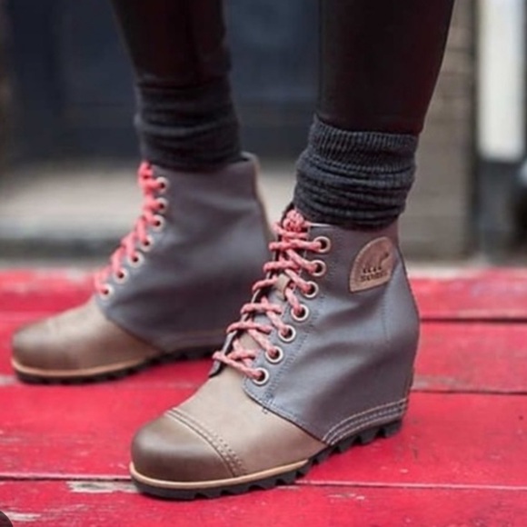 Sorel 1964 Premium PDX Wedges, Size 7.5 boots booties leather canvas - Picture 1 of 15